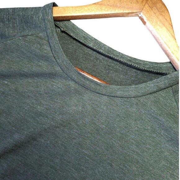 Womens L and XL Forest Green Round Neck Raglan Long Sleeve Tunic High Low Shirt - Picture 5 of 8